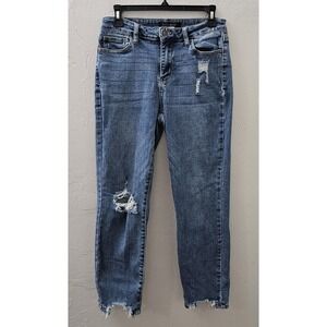 Judy Blue Mid-Rise Slim-Fit Jeans‎ With a Destructed Hem Style JB88313 Size 7/28